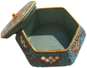 Jain Exports Designer Mirror and Beads Studded Turquoise Lac Boxuri