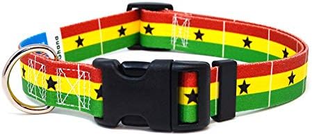 Guler de câine din Ghana | Steagul Ghana | Cataramă cu eliberare rapidă | Fabricat în NJ, SUA | Pentru câini medii | 1 inch