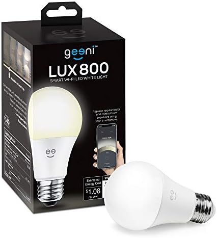 Geeni LUX 800 Smart Wi-Fi LED Dimmable White bec-A19, 60-Watt echivalent-nu este necesar Hub-funcționează cu Alexa, Google
