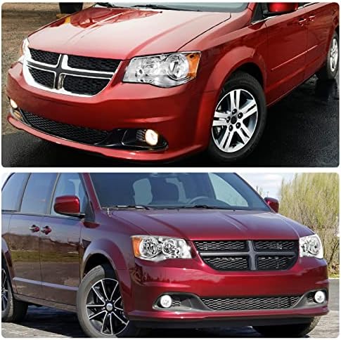 Ansamblu faruri DWVO compatibil cu 2011-2019 Dodge Grand Caravan / 2008- Chrysler Town & amp; Country carcasă cromată chihlimbar