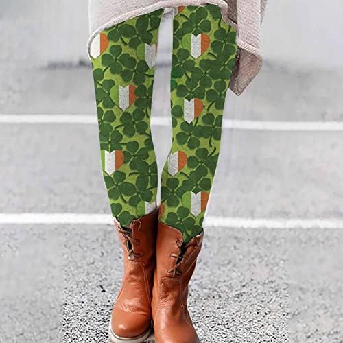 ST Patricks Day Model cu talie înaltă jambiere pentru femei Trifoiul tipărit tipărit opaque subțire de burtă Pantaloni de antrenament