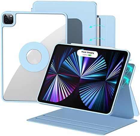 Carcasă pentru iPad Pro 11 2022/2021/2020/2018 Gen 1st/2nd/3rd/4, 360 rotabil cu magnet puternic, 2 în 1 caz clar și semi-silicone