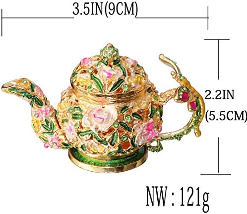 Vals & amp; F floare ceainic Breloc cutie balamale pictate manual figurina colectie inel titular