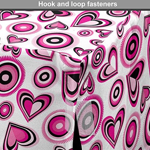 Coperta de la Crate Dogs Ambesonne Love, inimi și cercuri roz în stil doodle, design floral romantic, copertă ușor de utilizat