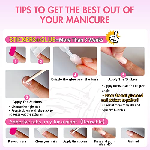 Presă roz aprins pe unghii pătrat scurt, presă de manichiură cu Gel Kxamelie cu acoperire UV de protecție, unghii false scurte