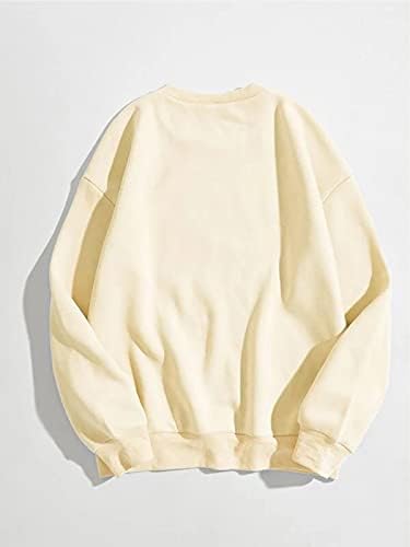 Meladyan Women Graphic Graphic Sweatshirts Crewneck cu mânecă lungă Solid Casual Pollover Loose Tops