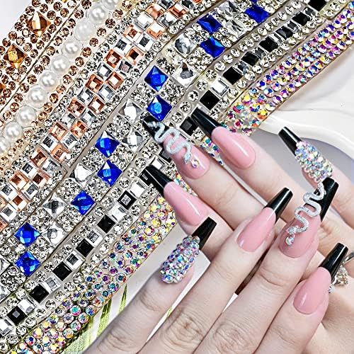 5pcs strălucitor metal argintiu/ab diamant cu unghii de unghii 3d 3d colorate cu gheare de perle farmecă decorare accesorii
