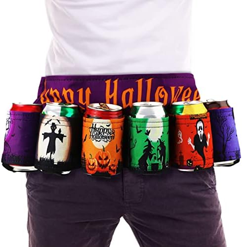 SPIAREAL 6 pachet de halloween băutură suport bere curea curea reglabilă suport talie de bere cu cataramă pentru a ține de