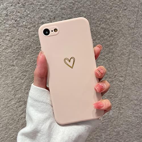 Zukkashan compatibil cu iPhone 7/8 / SE2020 / SE2022 Carcasă pentru fete, fete, moale silicon lichid bronzing dragoste- model de inimă subțire subțire TPU Carcasă pentru șoc pentru iPhone 7/8 / SE2020 / SE2022