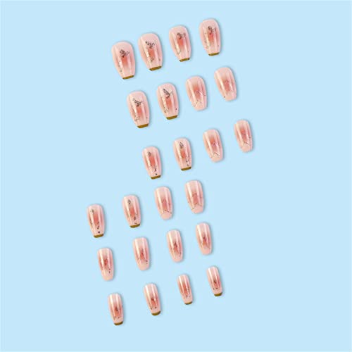 24 cpcs transparent fard de vară unghie falsă copertă completă sicriu scurt presă pe unghii cu lipici pentru femei și fete