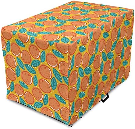 Copertă de căsuță pentru câini de citrice lunare, grafic de artă de fructe de portocale și frunze print retro, copertă ușor