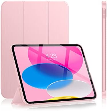 Carcasă Soke pentru iPad 10th Generation - [Smart Cover Auto Wake/Sleep + Slim Trifold Stand], Copertă din spate a PC -ului de protecție premium pentru noul Apple iPad 10,9 inch - Pink