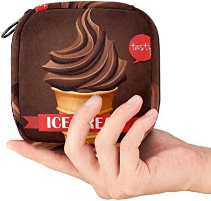 Tampons Suport pentru poșetă, suport pentru menstruație feminină portabil, înghețată de ciocolată Ciocană drăguță de depozitare
