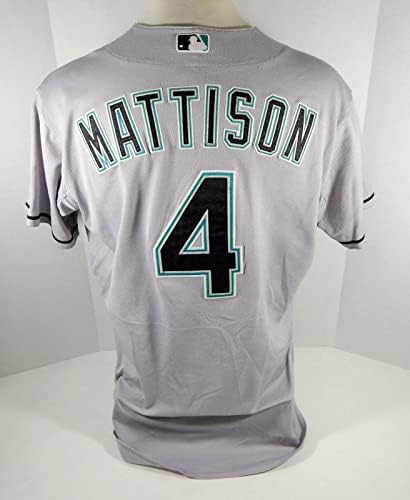 2011 Florida Marlins Kevin Mattison #4 Joc folosit Jersey Grey AFL DP07245 - Joc folosit Jerseys MLB
