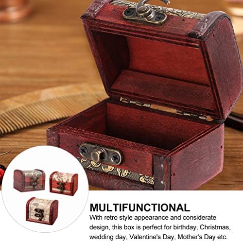 Cutie de lemn Cabilock cutie de lemn 3 buc Mini suvenir din lemn Cutie de bijuterii cutie de bijuterii Retro cutie de depozitare