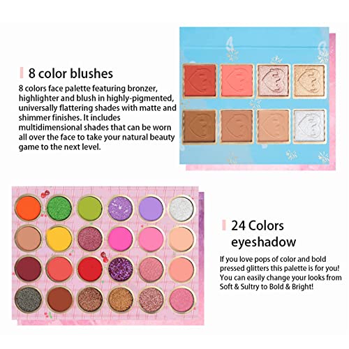 32 culori fard de ochi paleta machiaj, ușor de colorat sidefat mat Eyeshadow palet Highlighter machiaj Set pentru fata