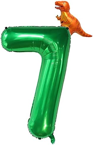 40 inch verde număr 7 și mini balon dinozaur pentru băieți decorațiuni de petrecere de naștere, a 7 -a zi de naștere dinozaur