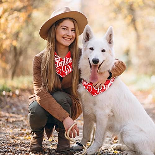 2 pachet câine bandana Happy Valentine's Day Red Love Imprimat Eșarfă pentru PET -ul reglabil triunghi, accesorii pentru câini