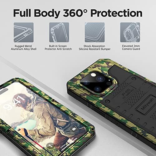 Carcasă impermeabilă mitywah pentru iPhone 14 Pro Max, Carcasă rezistentă la șocuri cu protecție de ecran încorporată, corp