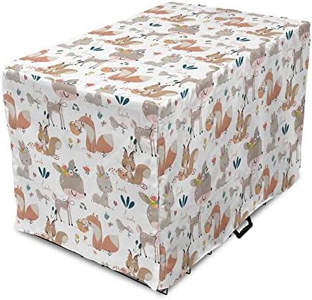 Copertă de căsuță pentru câini de pădure lunarabil, vulpe Gazelle Rabbit Flori pastelate păsări fluture Natura magică botanică,