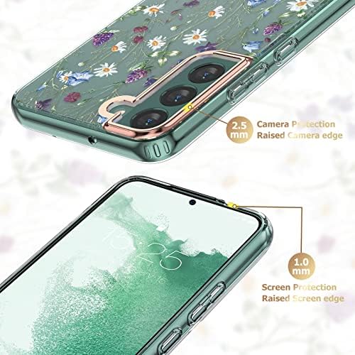 Milprox compatibil cu Samsung Galaxy S22 Plus Carcasă cu flori, Cute Case Design pentru fete pentru femei, model floral rezistent