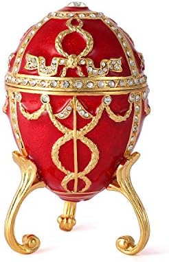 Qifu Faberge Egg Series pictat manual Cutie de trinket cu smalț bogat și strasuri spumante cadou unic de zi de Paște
