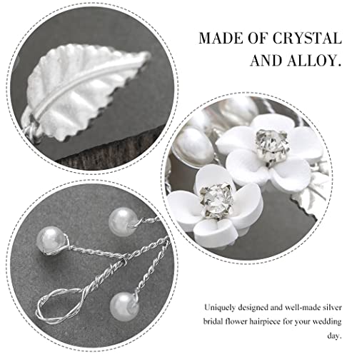 Asooll Mireasa Nunta păr viță de vie argint flori frunze mireasa Headband Stras cristal Headpiece pentru femei și fete