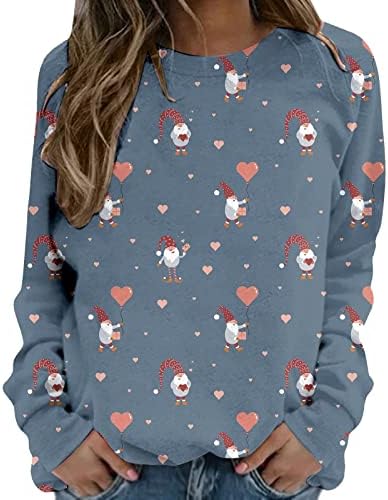 Cămăși de Ziua Îndrăgostiților Happy Valentine's Trowneck Tops cu mânecă lungă Love Love Heart Graphic Pullover Cuplu Tricouri
