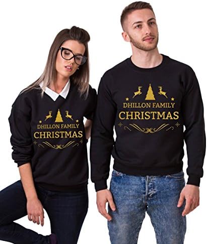 Crăciun nume personalizat familial care se potrivește cu pulovere de cuplu