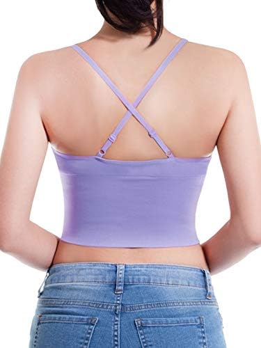 Design de Olivia Femei Fără sudură căptușit antrenament sport sutien Cami decupată Yoga Rezervor de Top Cu Bretele reglabile