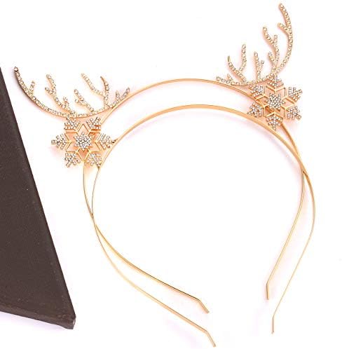 Crăciun Headband Set Crăciun Reindeer Antlers Snowflake Headbands Cristal Stras Cerb Corn Headband Păr Band 2 Pack