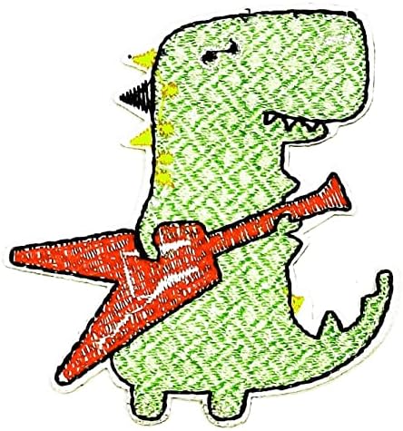 Kleenplus 2 buc. Dinozaur cu chitara desene animate copii copii coase fier pe Patch-uri brodate Applique Craft Handmade haine