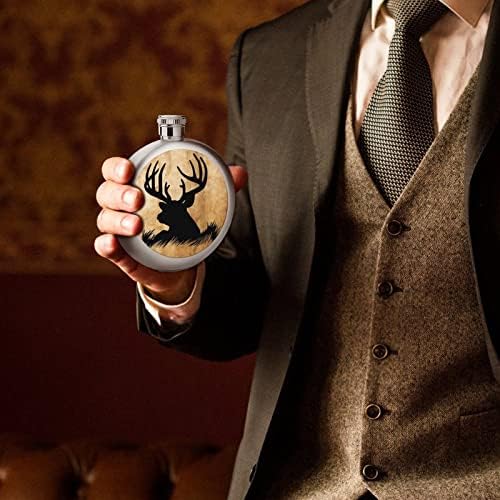 Deer Moose Silhouette lichior Flask cu capac 5 Oz whisky oțel Hip baloane portabil vin Flask pentru băutură Cadouri pentru