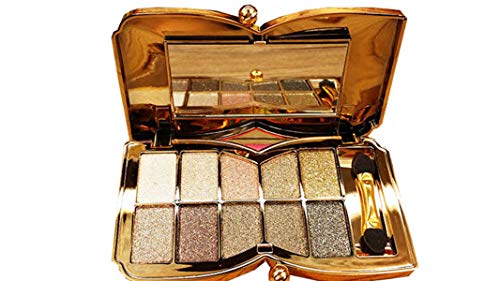 Uifcb Glitter Eyeshadow Palette, 10 culori Sparkle Shimmer fard de ochi foarte pigmentat set de machiaj de lungă durată auriu