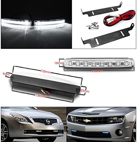 ZMAUTOPARTS LED tub proiector faruri faruri negru w / 6 Alb DRL compatibil cu 2008-2009 Altima Coupe 2DR