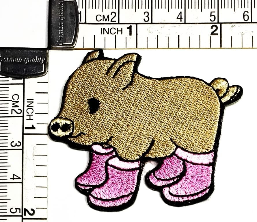 Kleenplus 3 buc. Porc mic cu cizme roz patch-uri autocolant Arte porc porc desene animate Patch semn simbol costum tricou jachete