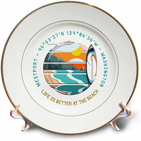 3Drose American Beaches - Westport, Grays Harbour County, Washington Gift - Plates