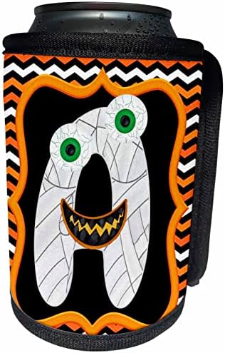 3Drose Halloween Mummy and Eyes Monogram Inițial A - Can Cooler Bottle Wrap