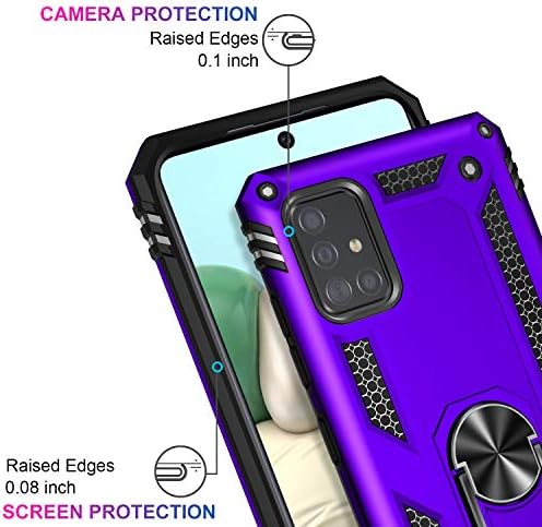 Carcasă Lumarke Galaxy A51 cu protector de ecran （2 pachet, Pass 16ft Drop Test Grad Grad Heavy Duty cu o lovitură magnetică, carcasă de telefon de protecție pentru Samsung Galaxy A51 Purple Purple