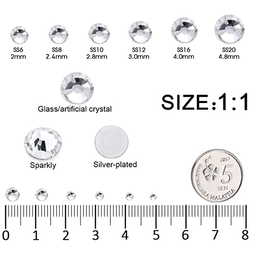 12 grile 3792 pcs piese clare de raze flatback pentru meșteșuguri, pietre de unghii albe bijuterii bijuterii, pietre de diamante