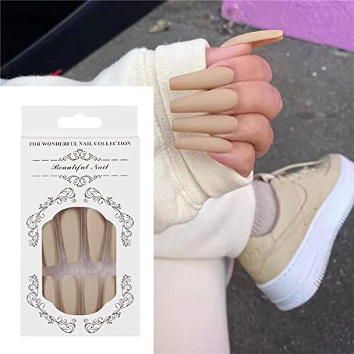 24buc / cutie sicriu lung unghii false patch-uri Apăsați pe unghii detașabil balerina unghii false cu Design capac complet